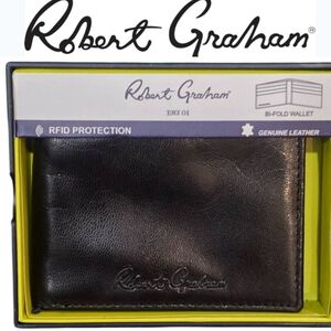 Robert Graham Natter Leather Bi-Fold Wallet- Black